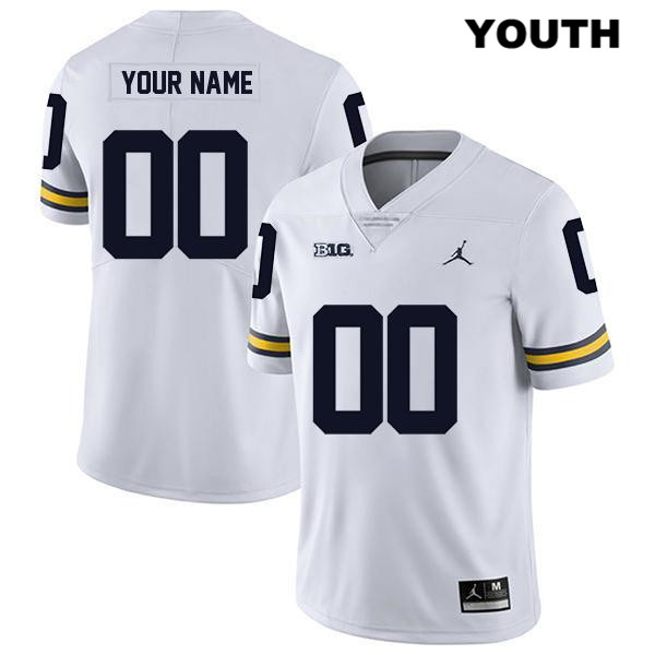 Youth NCAA Michigan Wolverines Custom #00 White Jordan Brand Authentic Stitched Legend Football College Jersey VL25G83WO